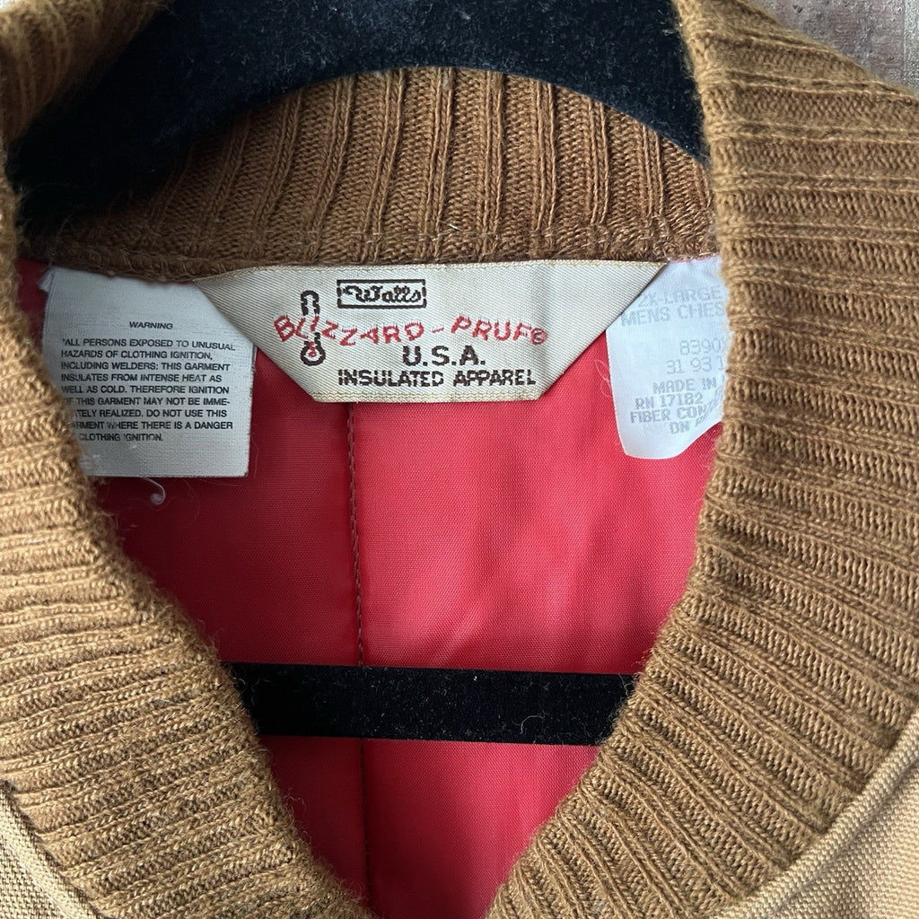 VTG 80s Walls Blizzard Puff Vest Duck Canvas Brown Insulated Mens XXL 50-52