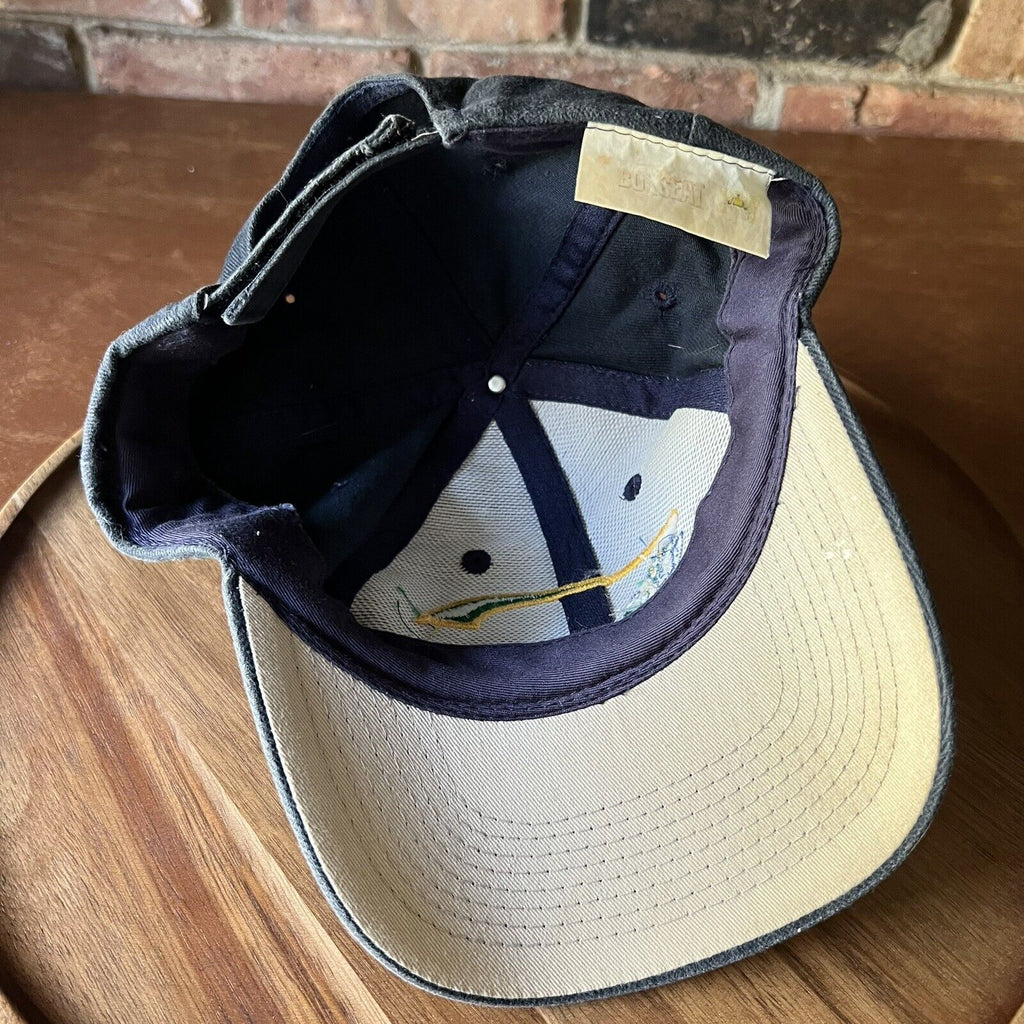 VINTAGE Thrashed Notre Dame Fighting Irish Hat Cap Strap Back Adult Blue