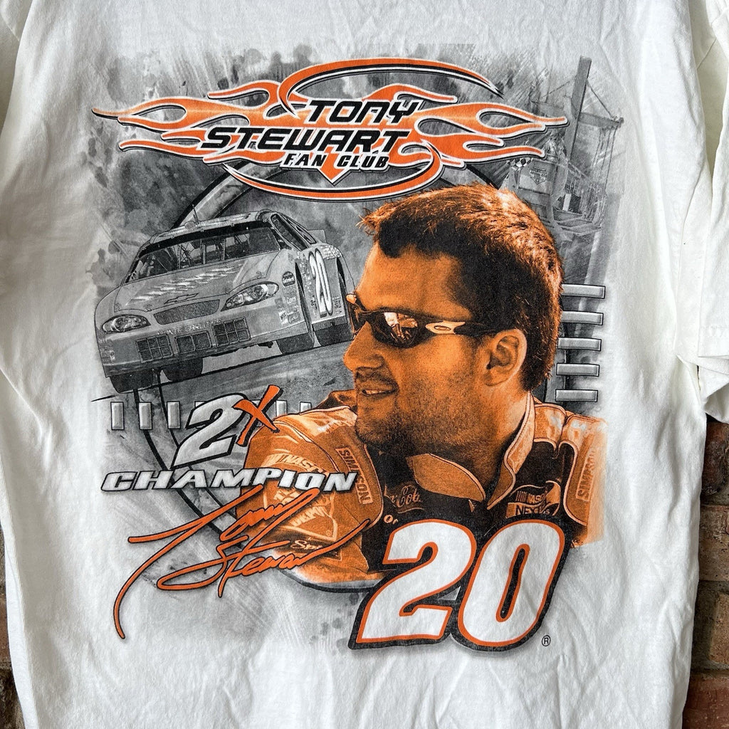 Gildan Tony Stewart Fan Club Graphic Shirt Large White Orange