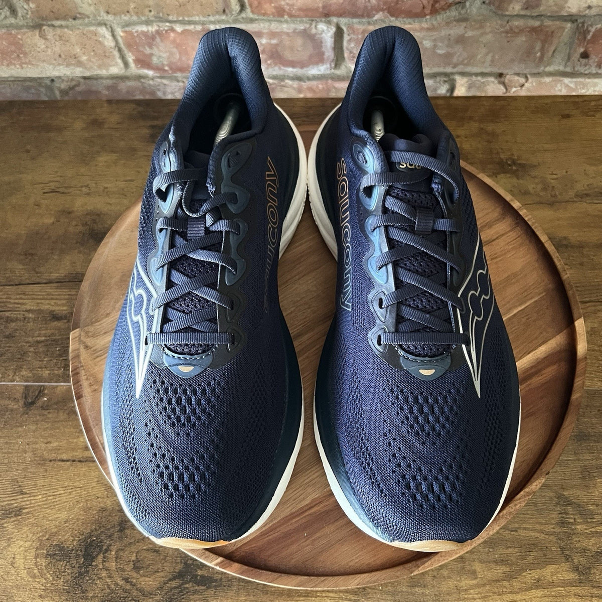 Saucony Ride 19 Mens 12.5 Wide Blue Balanced Cushion Neutral Running Shoes