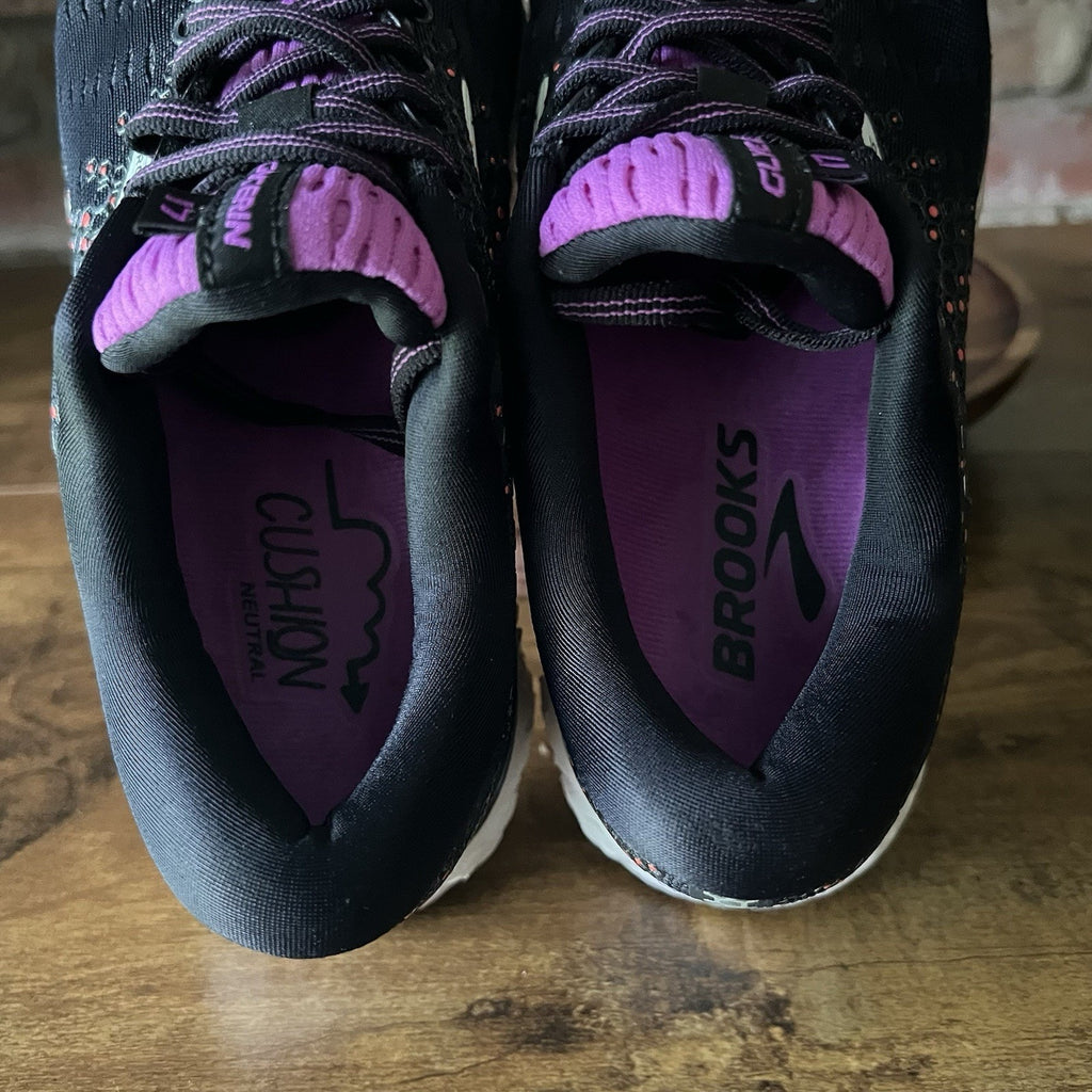 Brooks Glycerin 17 Cushion Black Fiery Coral Running Shoes Sneakers Womens 7 W