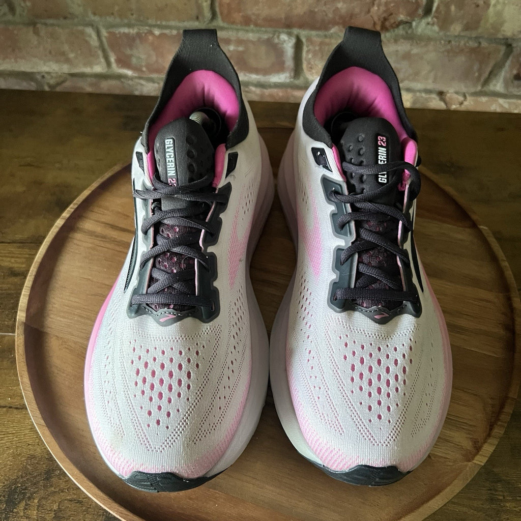 Brooks Glycerin 23 White Pink Max Cushion Women's 9.5 Neutral Running Shoes