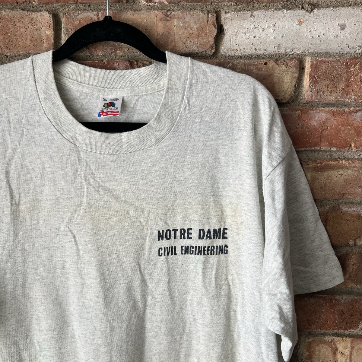 Vintage 90s Fruit of the Loom Men's XL Notre Dame Civil Engineering Shirts Gray