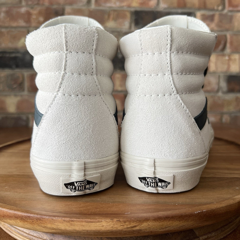 Vans SK8 Hi Oversized Laces White Suede Grey Stripe Womens 9.5 Men's 8 Shoes