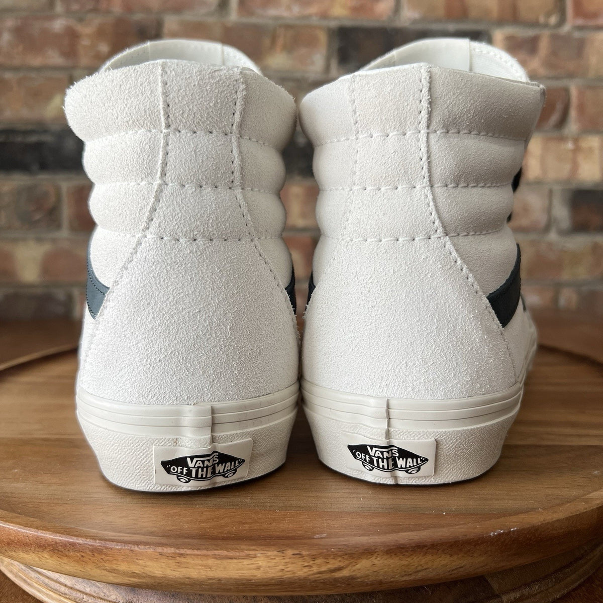 Vans SK8 Hi Oversized Laces White Suede Grey Stripe Womens 9.5 Men's 8 Shoes