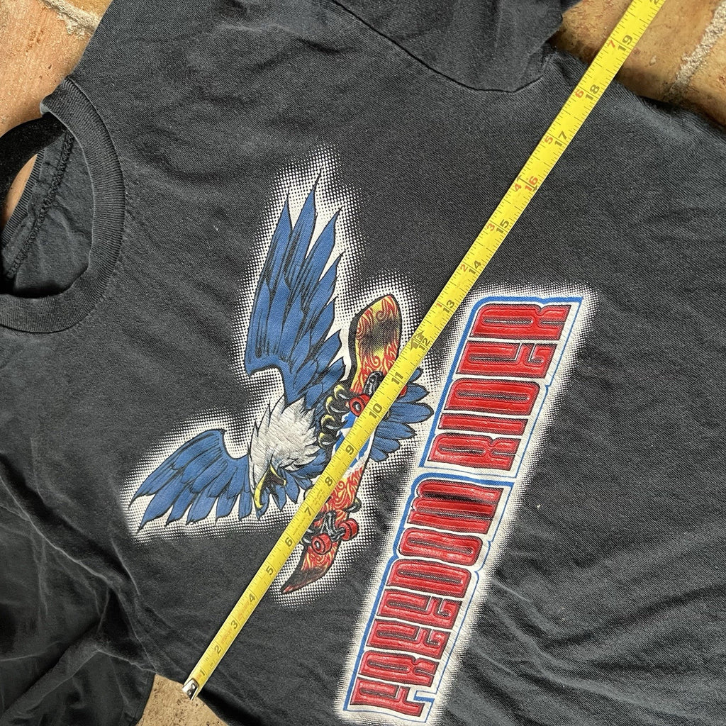 Vintage Y2K Skater T Shirt Boys Medium Surf 90s Grunge Kids Freedom Rider Eagle