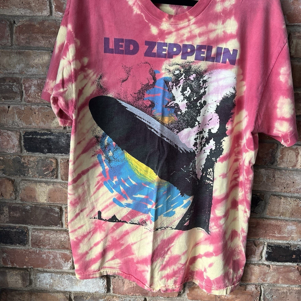 Vintage Led Zeppelin XL Hindenburg Crash Tie Dye Orange '95 Shirt Rock Faded