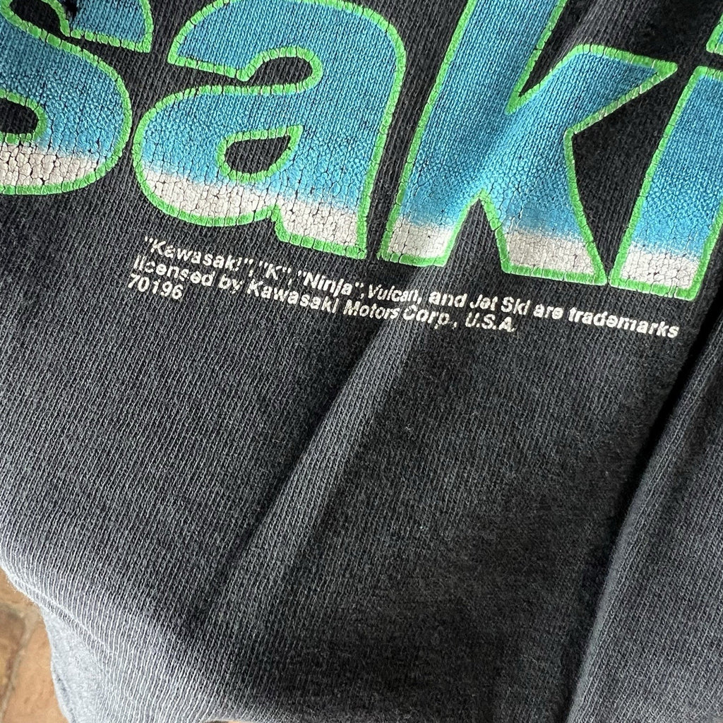 Vintage 1992 World Tour Dirt Sweat and Greese Kawasaki Ninja Motorcycle Black