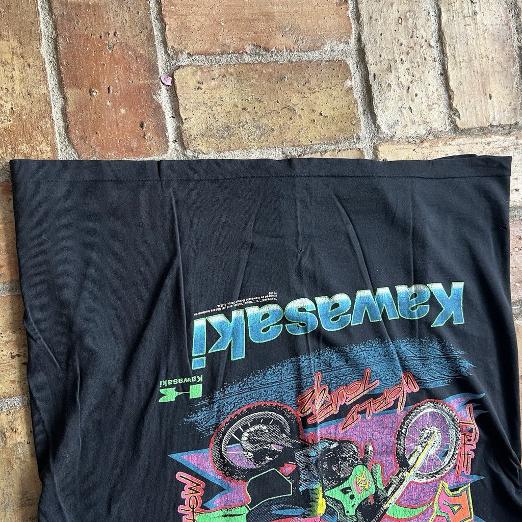 Vintage 1992 World Tour Dirt Sweat and Greese Kawasaki Ninja Motorcycle Black