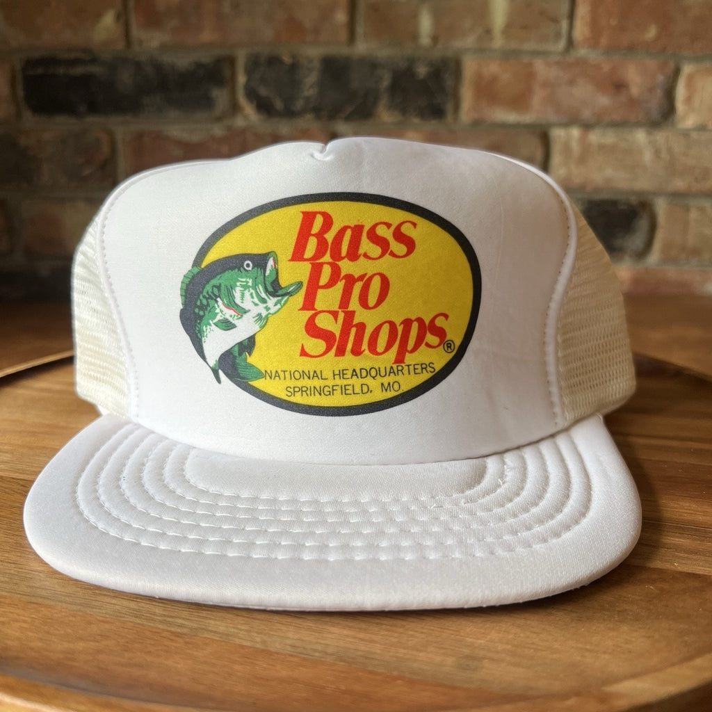 Vintage Bass Pro Shops Fishing Hunting Trucker Hat Snapback Cap White
