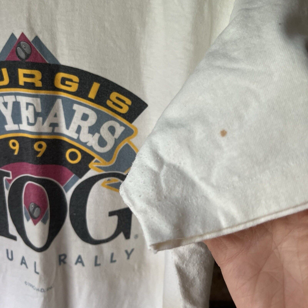 Harley Davidson Shirt Mens XL White Sturgis Annual Hog Rally 1990 Made in the US