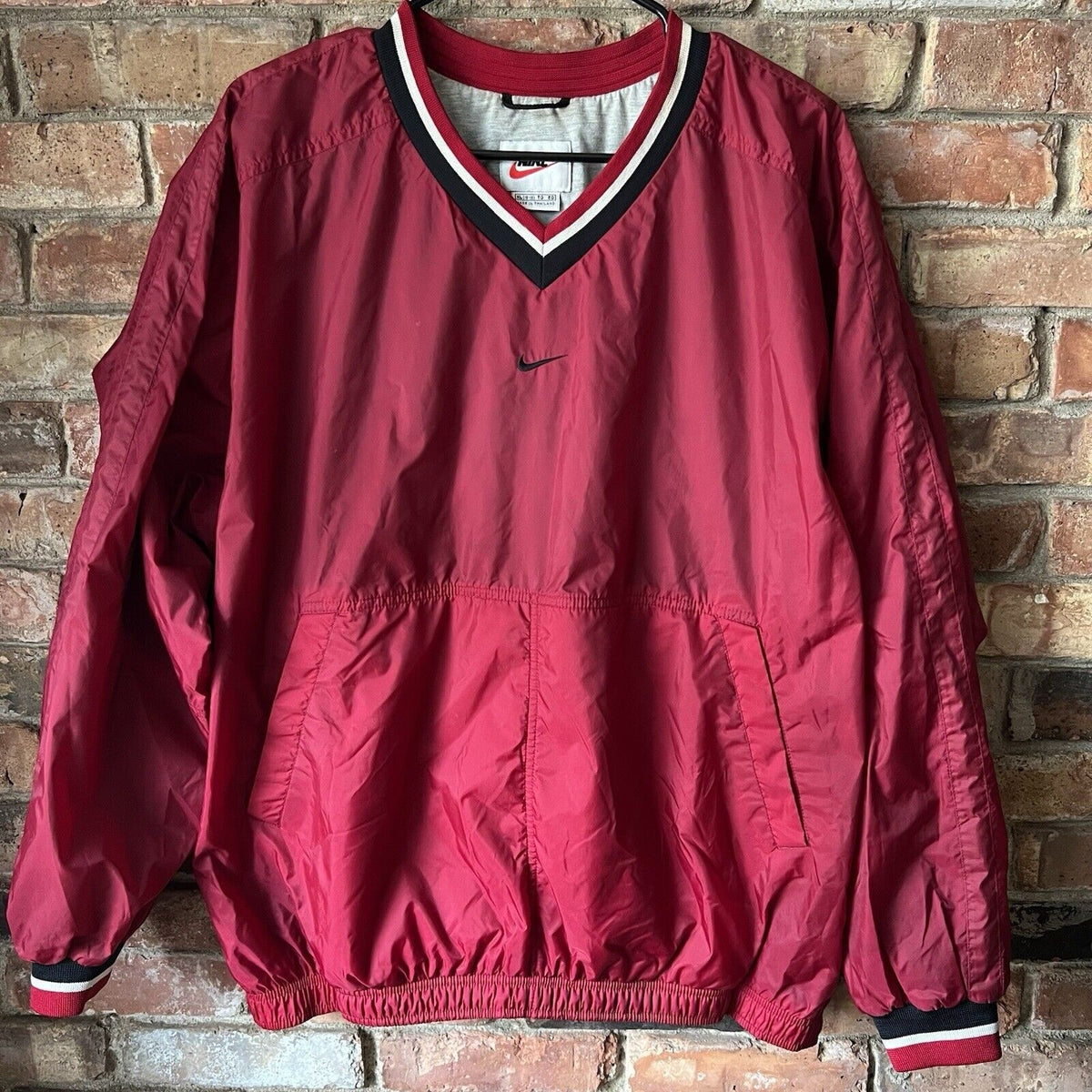 Vintage 90's Nike Windbreaker Jacket 1990s Women's XL Red Center Swoosh