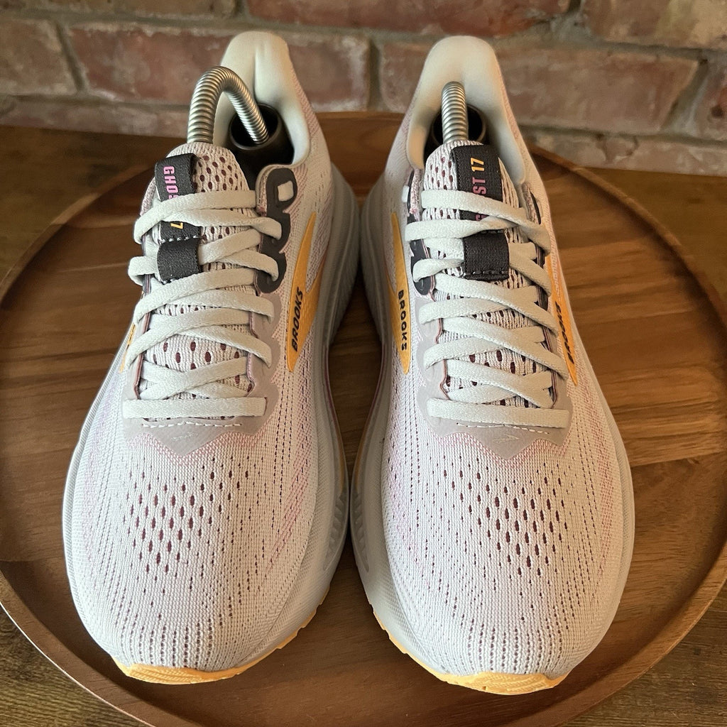 Brooks Ghost 17 Womens 6 2A Gray White Pink Neutral Running Shoes Sneaker