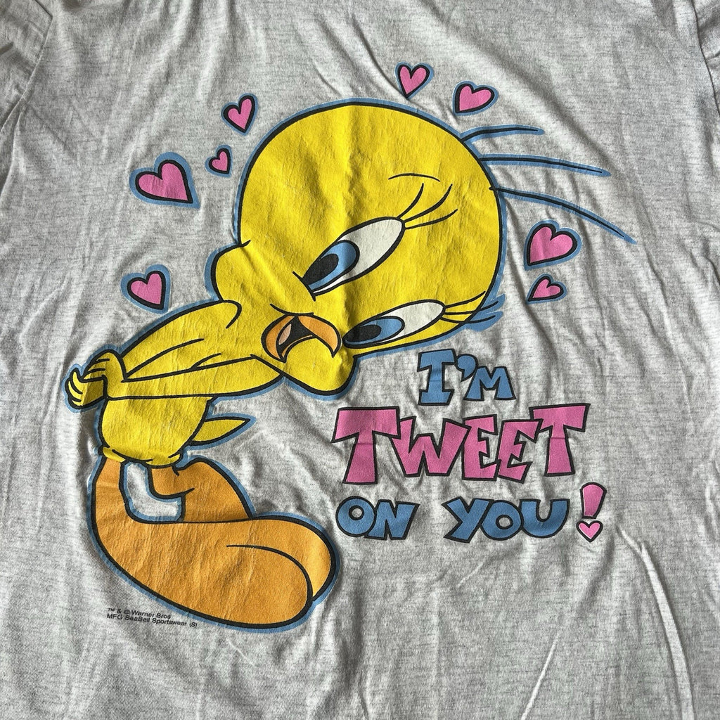 Vintage Tweety Im Tweet On You XL Gray Oversized Pajama Shirt 90's T-Shirts