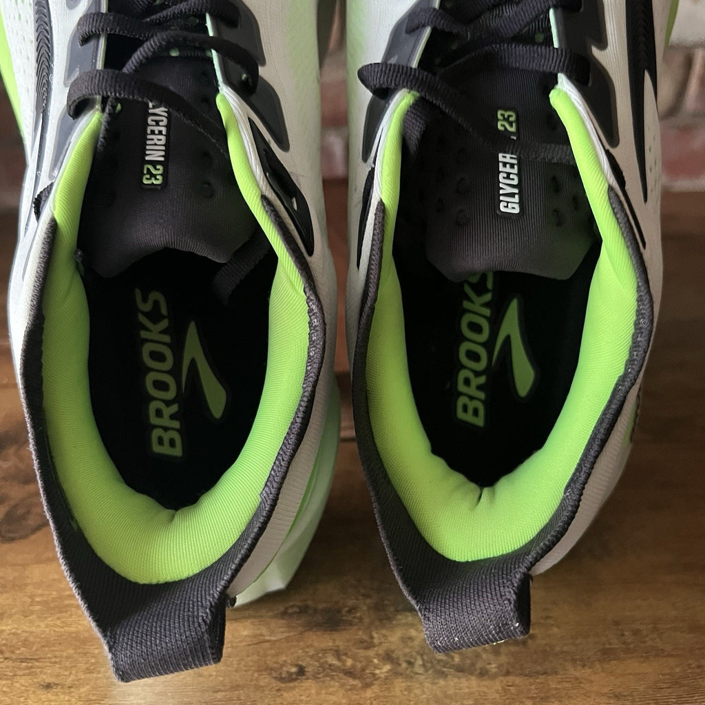 Brooks Glycerin 23 Plush Cushion Men’s 12.5 White Green Running Shoes Sneakers