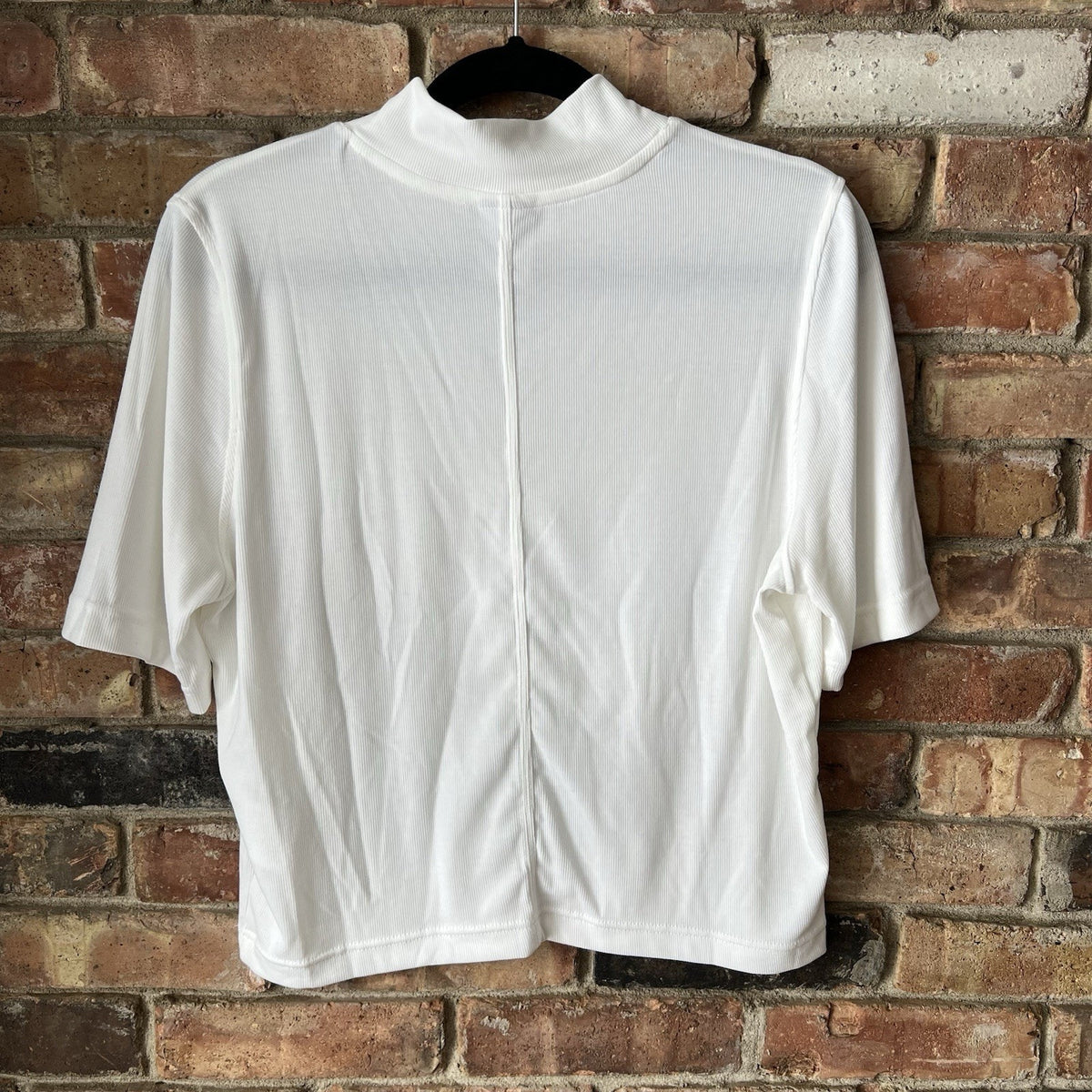 Nike Women's Sportswear Essential Ribbed MockNeck Short Sleeve Top White XL