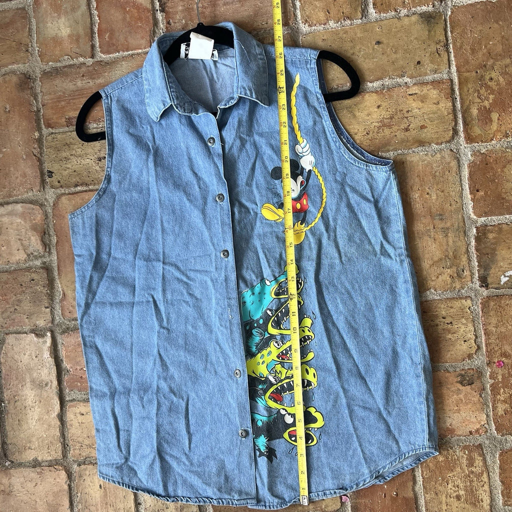Vintage Mickey Jerry Leigh Denim Top Womens Medium Screenprint Alligators