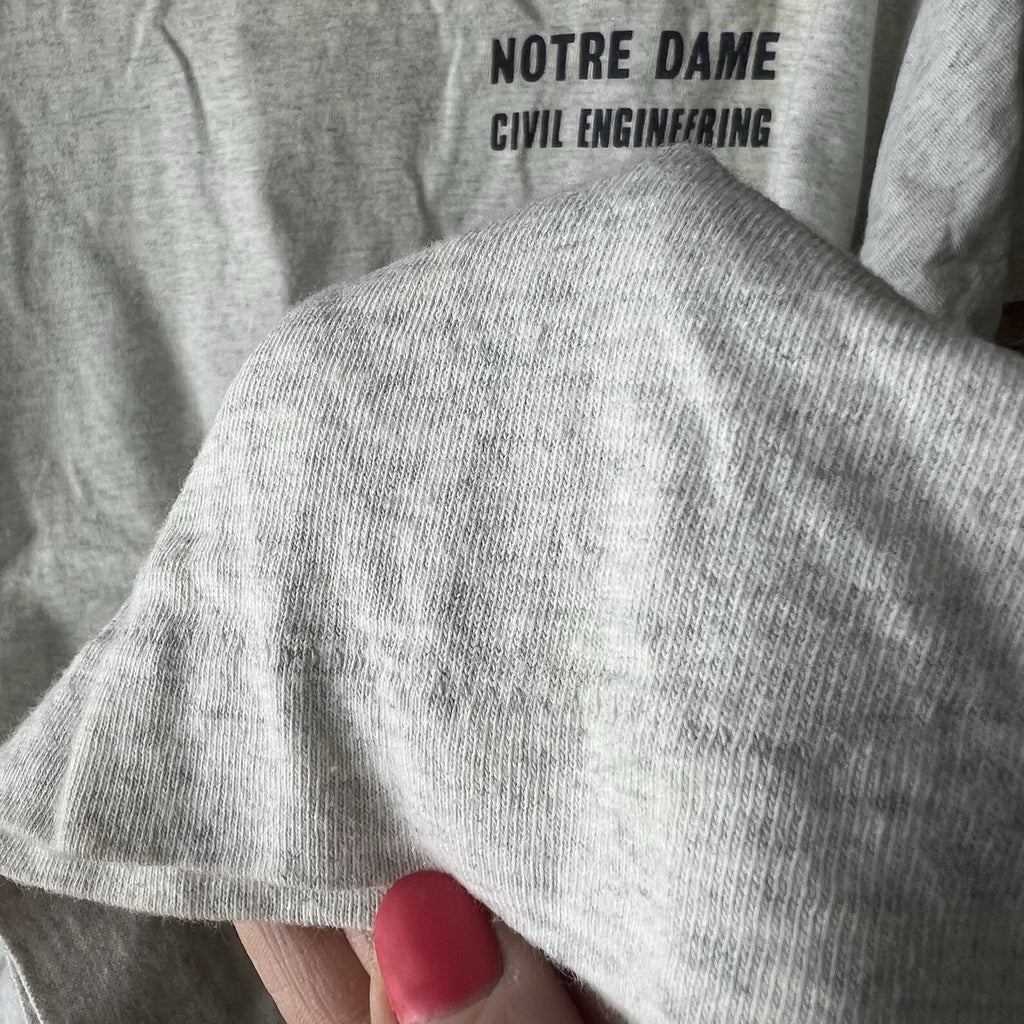Vintage 90s Fruit of the Loom Men's XL Notre Dame Civil Engineering Shirts Gray