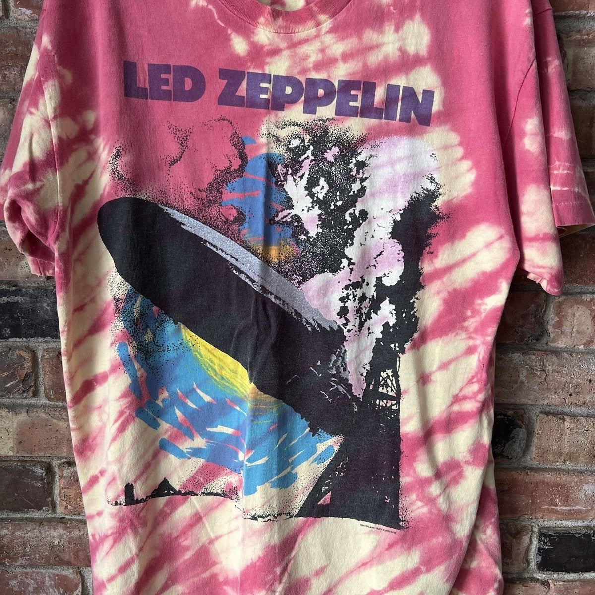 Vintage Led Zeppelin XL Hindenburg Crash Tie Dye Orange '95 Shirt Rock Faded