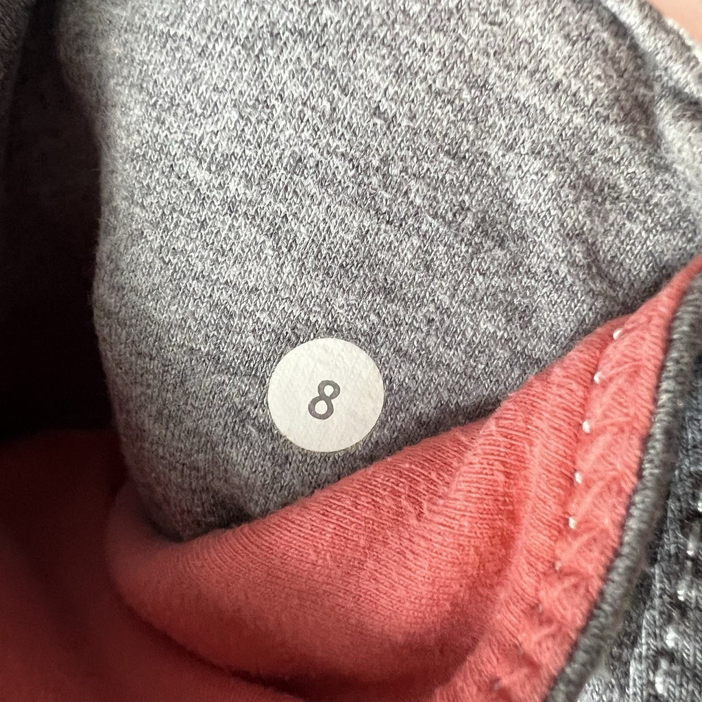Lululemon Athletica Women's Scuba Gray Pink Hoodie Full Zip Hooded Jacket Size 8
