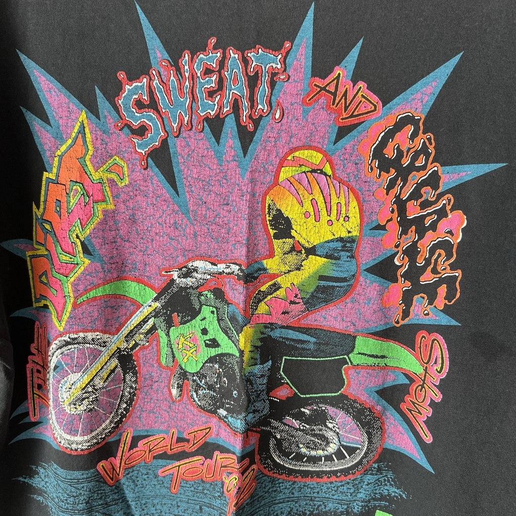 Vintage 1992 World Tour Dirt Sweat and Greese Kawasaki Ninja Motorcycle Black