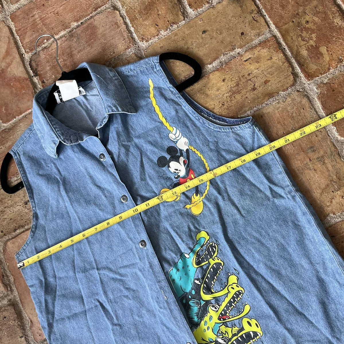 Vintage Mickey Jerry Leigh Denim Top Womens Medium Screenprint Alligators