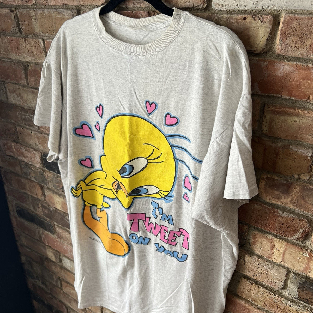 Vintage Tweety Im Tweet On You XL Gray Oversized Pajama Shirt 90's T-Shirts