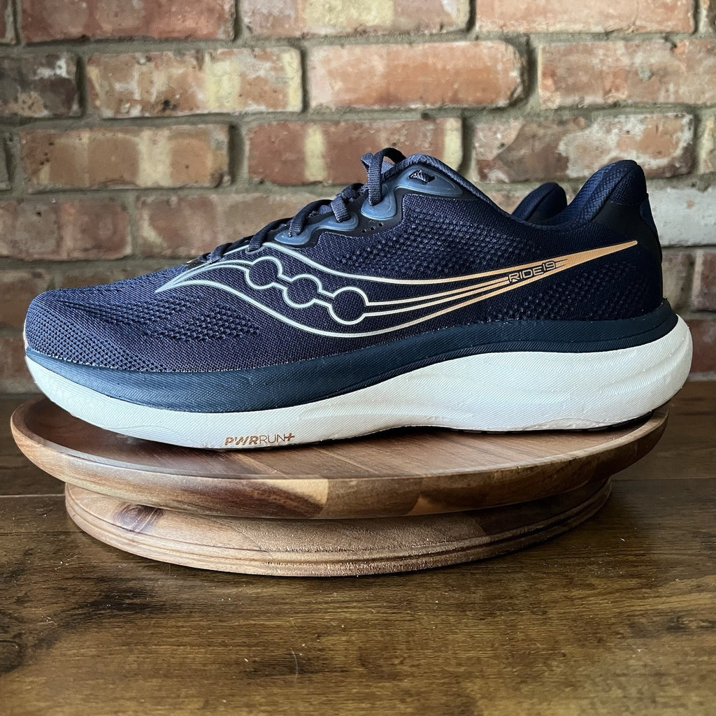 Saucony Ride 19 Mens 12.5 Wide Blue Balanced Cushion Neutral Running Shoes