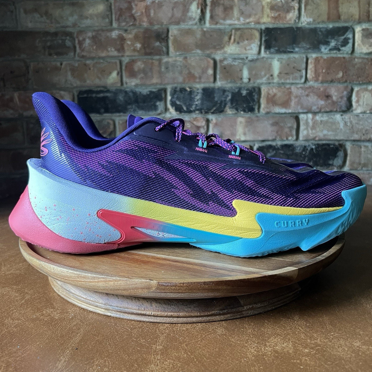 Under Armour Curry Series 7 Purple Blue Yellow Mens 15 Basketball Shoes Sneakers