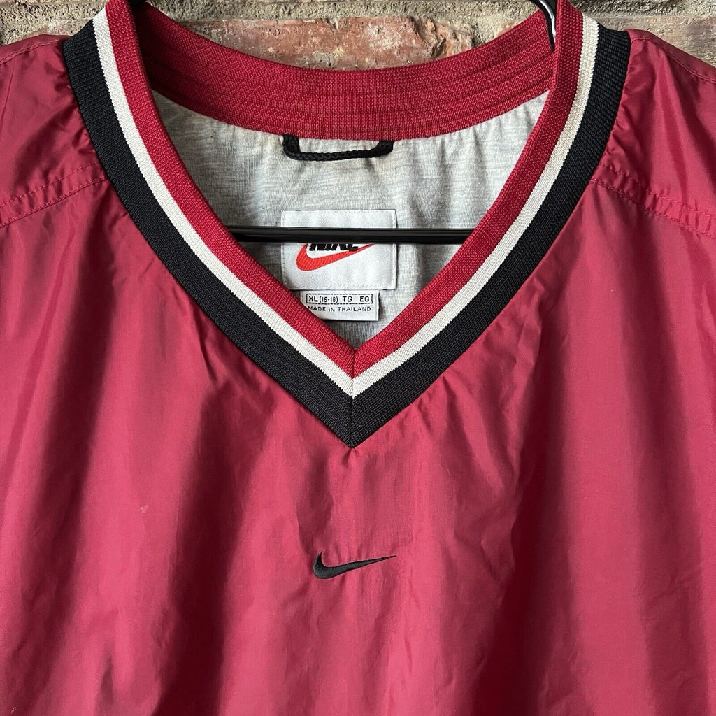 Vintage 90's Nike Windbreaker Jacket 1990s Women's XL Red Center Swoosh