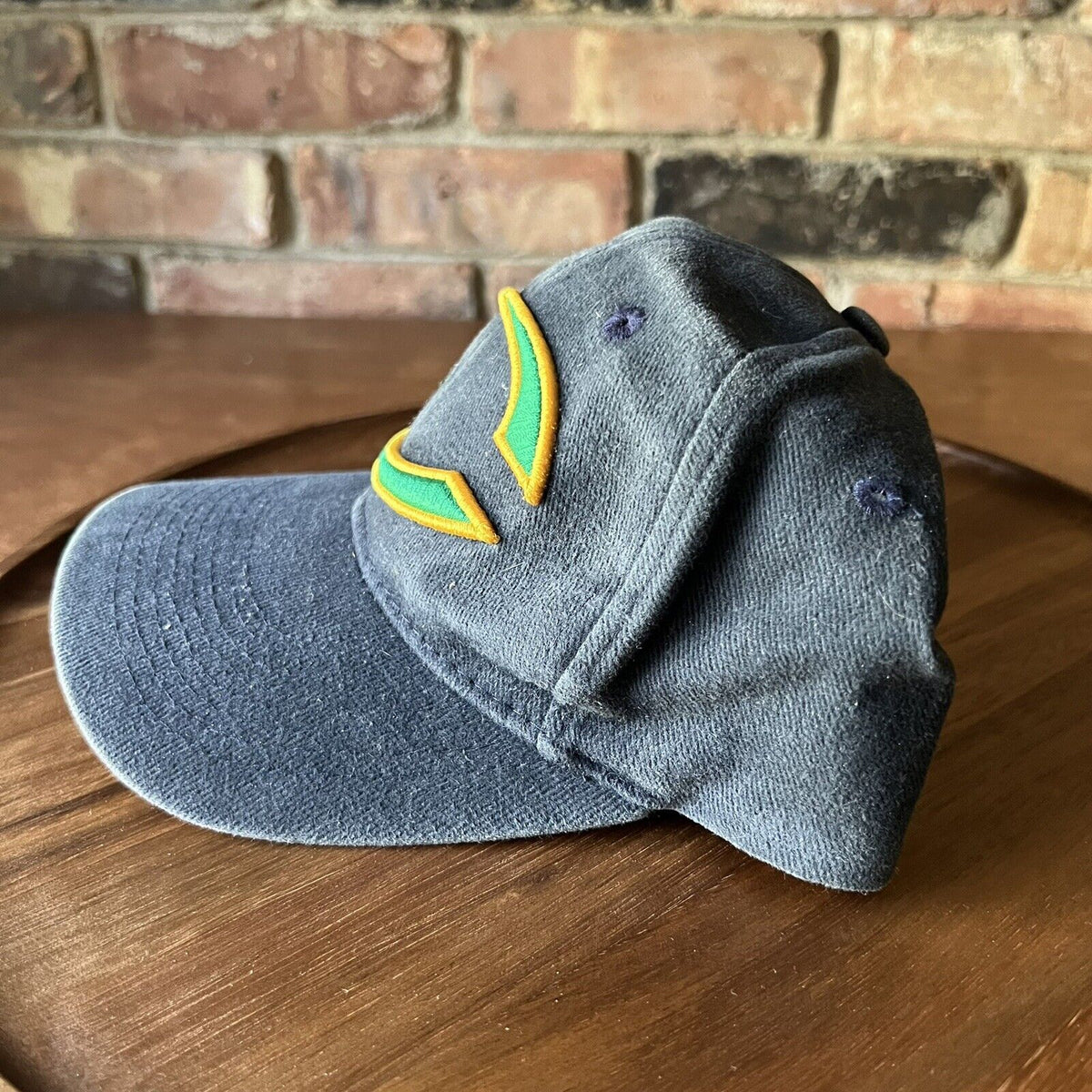 VINTAGE Thrashed Notre Dame Fighting Irish Hat Cap Strap Back Adult Blue