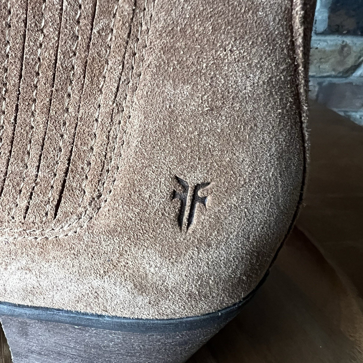 Frye Sandra Chelsea Block Heel Western Boots Cognac Suede Leather Women's 9