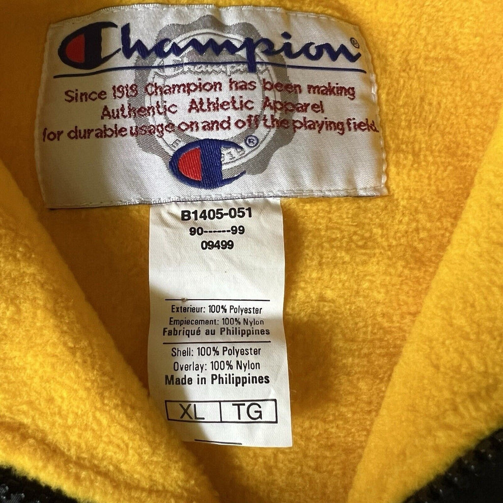 Vintage Yellow Black Champion Fleece Jacket Size XL Mountaineers Kangaroo Pouch