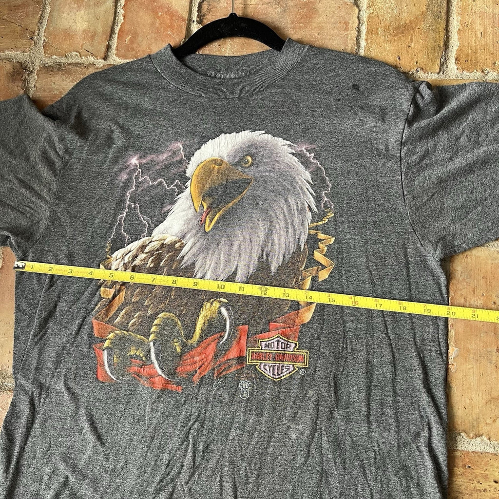 VINTAGE 1987 Harley Davidson 3D Emblem Bald Eagle Fort Worth TX Gray Faded