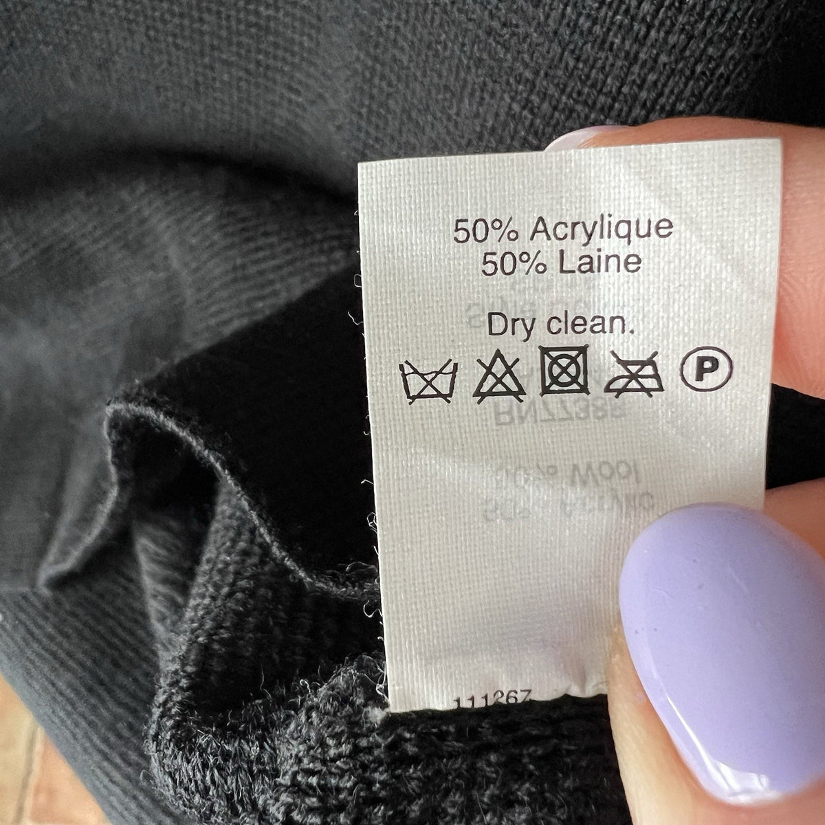 Madewell Black Wool Blend Women's S Waffle Knit Pullover Boxy Blouse Shirt